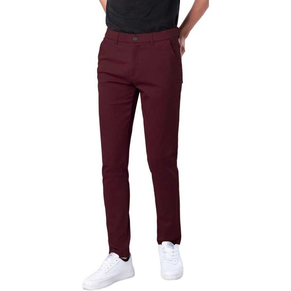 Men's Skinny Stretchy Khaki Pants Colored Pants Slim Fit Slacks Tapered Trousers